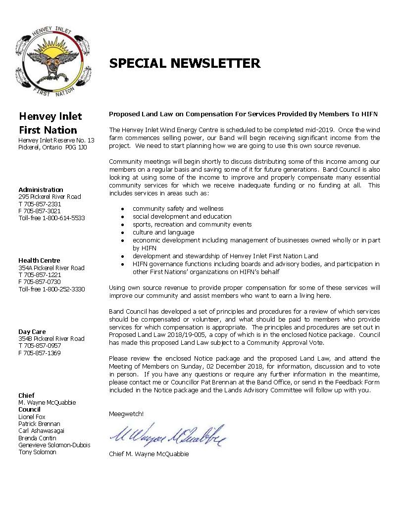 Special News Letter Notice to Members